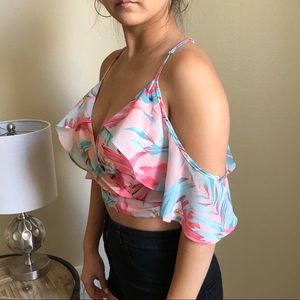 Floral Open Shoulder Top
